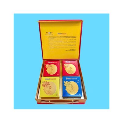 Bánh trung thu Yến Sào Sanest Khánh Hòa hộp 4 bánh 120gr (2 thập cẩm, 1 Mềm, 1 Dẻo) – Yến Sào Plaza