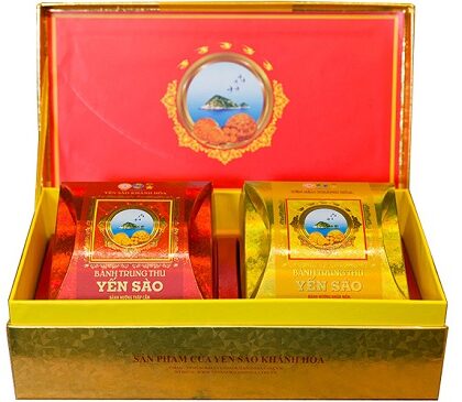 Bánh trung thu Yến Sào Khánh Hòa hộp 2 bánh 200gr – Yến Sào Plaza (1 thập cẩm, 1 nhân mềm)