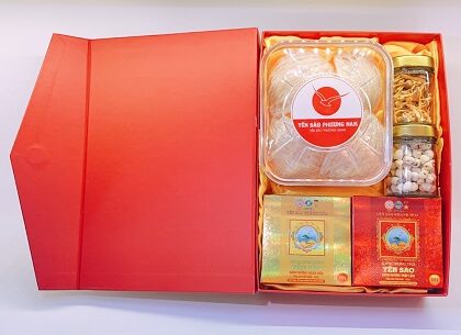 Hộp Bánh Trung Thu Yến Sào Khánh Hòa Tinh Chế Sợi Dài Thượng Hạng 50G & Đông Trùng Hạ Thảo – Minh Nguyệt Phú Qúy – Yến Sào Plaza