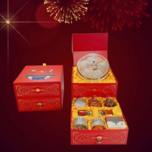Hộp Quà 2 Tầng – 50g Yến Sào Khánh Hòa Tinh Chế Thượng Hạng, Nước Yến Chưng Thượng Phẩm, Đông Trùng Hạ Thảo, Mứt Tết Và Trà
