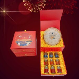 Hộp Quà 2 Tầng – 100g Yến Sào Khánh Hòa Rút Lông Thượng Hạng Và 6 Hũ Yến Nguyên Chất Chưng Sẵn Thượng Phẩm 6 Vị