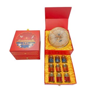Hộp Quà 2 Tầng – 100g Yến Sào Khánh Hòa Rút Lông Thượng Hạng Và 6 Hũ Yến Nguyên Chất Chưng Sẵn Thượng Phẩm 6 Vị