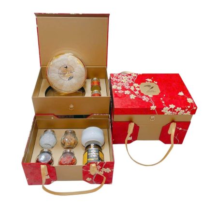 Hộp Quà 2 Tầng – Yến Sào Khánh Hòa Sợi Dài Thượng Hạng 50g Và Các Loại Hạt