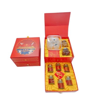 Hộp Quà 2 Tầng – 25g Yến Sào Khánh Hòa Sợi Dài Thượng Hạng 5 Hũ Yến Nguyên Chất Chưng Sẵn Thượng Phẩm 5 Vị Và Các Loại Hạt
