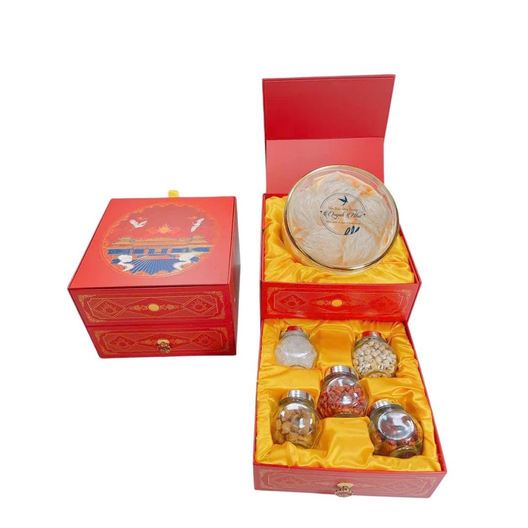 Hộp Quà 2 Tầng – 50g Yến Sào Khánh Hòa Tinh Chế Và Và Các Loại Hạt